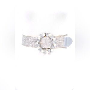 Gold or Silver Metallic Straw Statement Belt
